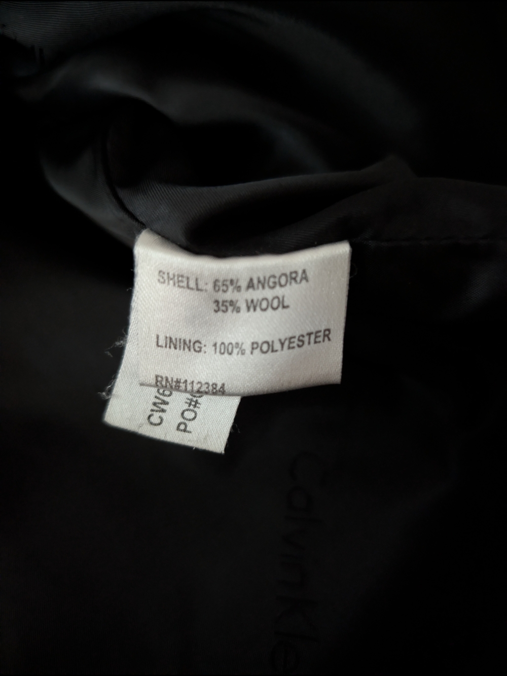 Calvin Klein Vintage 65% Angora Wool Car Coat Black Minimalist Jacket Sz 10 - Picture 4 of 10